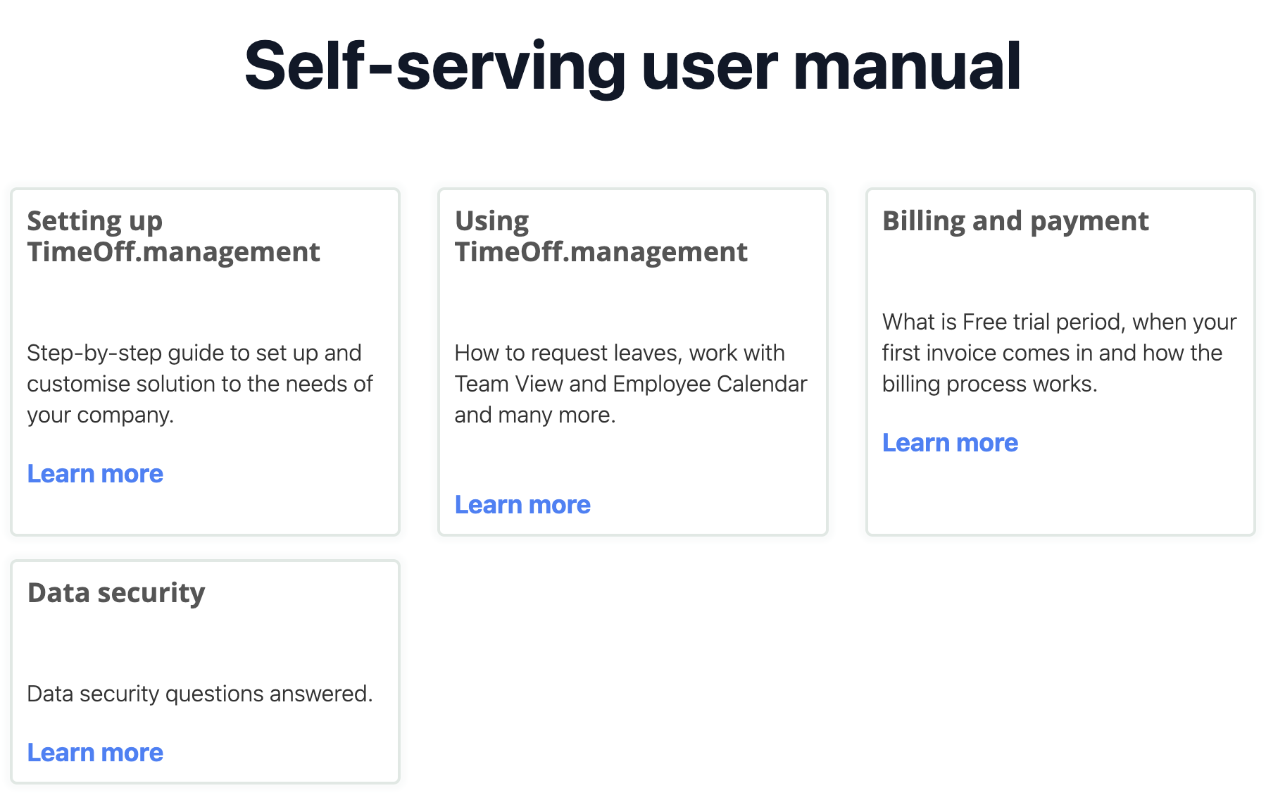 Self-serving manual page on TimeOff.Management
