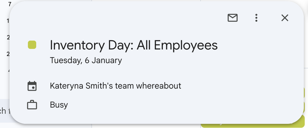 Company Events in Calendar Feeds