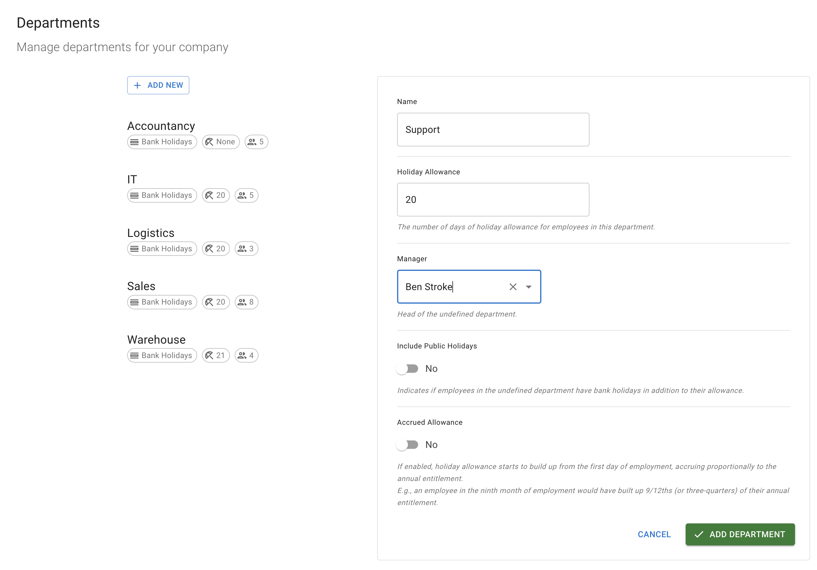 Simplified and More User-Friendly UI for Our Department Screen