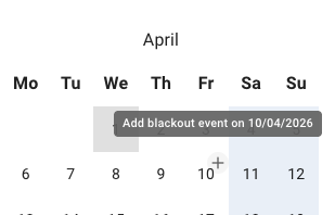 How to add Bank holidays or Blackouts with 1 click