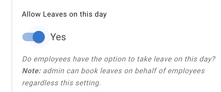 Allow leaves to be booked settings
