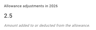 Allowance adjustments summary in TimeOff