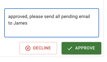 Approval comment with decline and approve actions in TimeOff