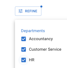 Department filter in the Team View refine panel