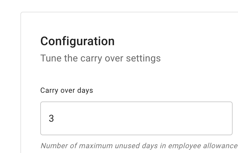 Company-wide carry over settings