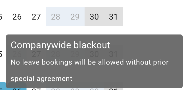 Company with blackout message