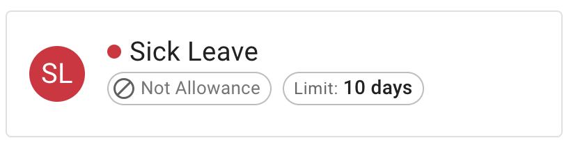 Sick Leave type with no allowance and a ten-day annual limit
