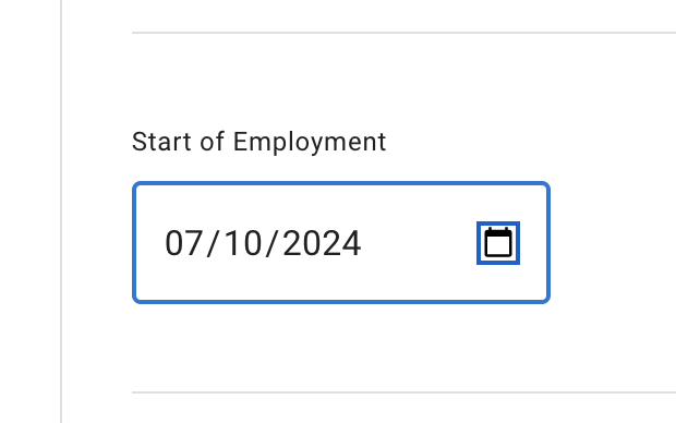 Start of employment date setting