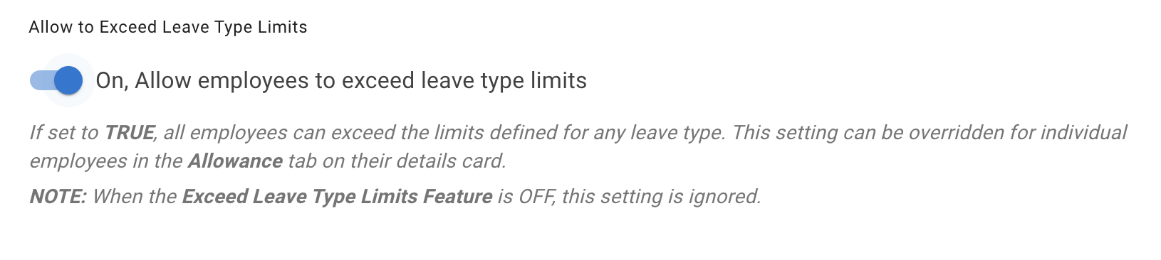 Allow exceed limits for all employees