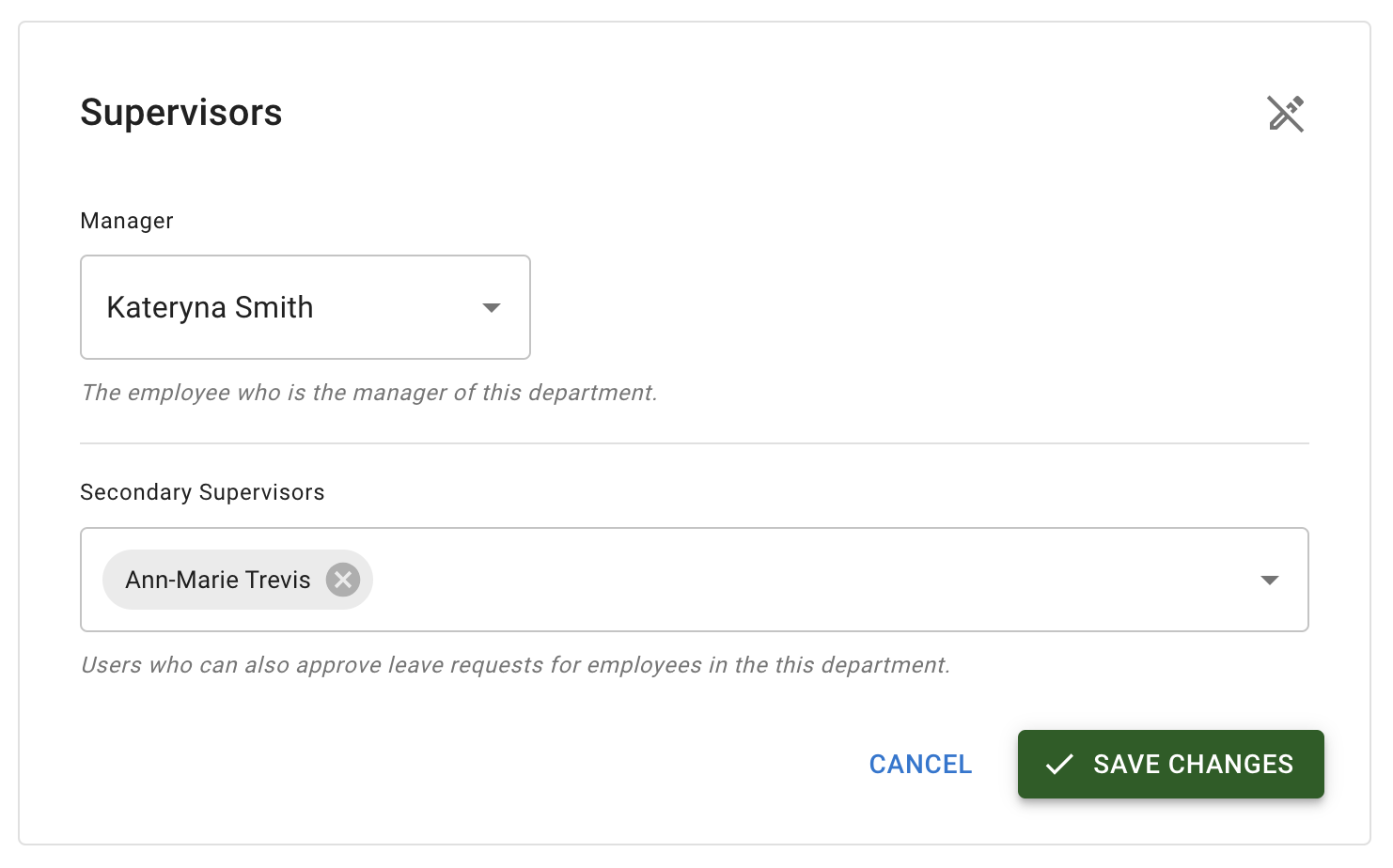 Assigning approvers for a department