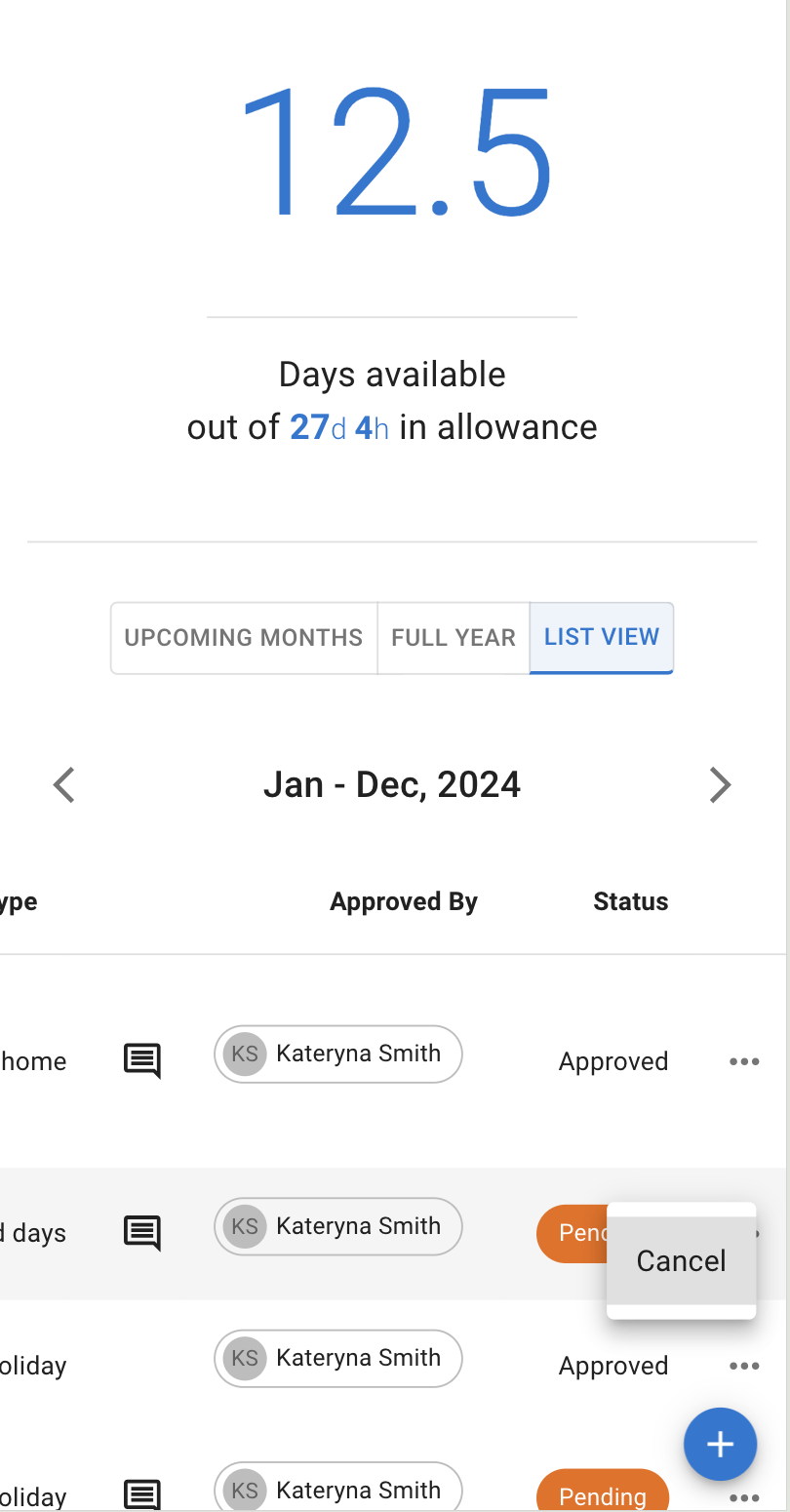 Cancel booking on mobile