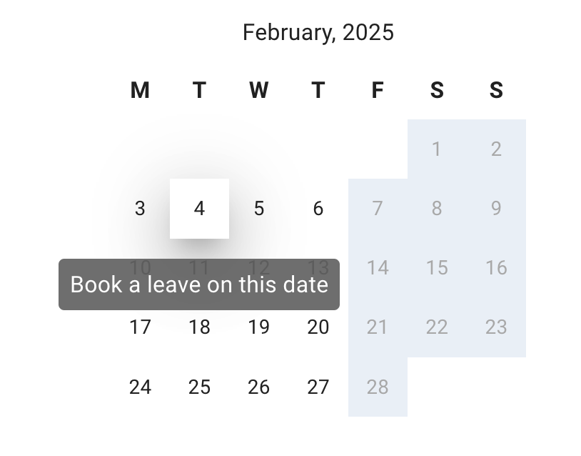 Click on calendar to book