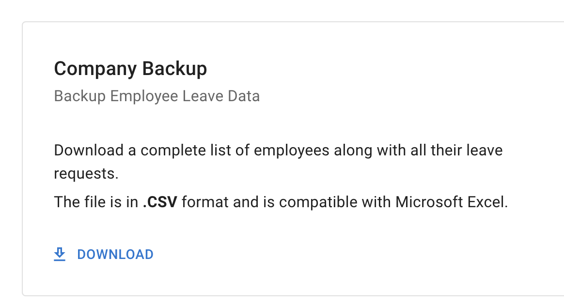 Company backup in General Settings