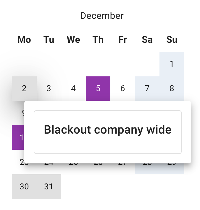 Company-wide blackout