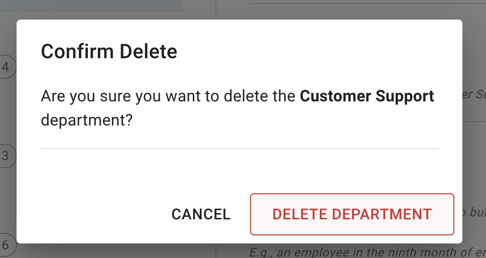 Confirm deletion