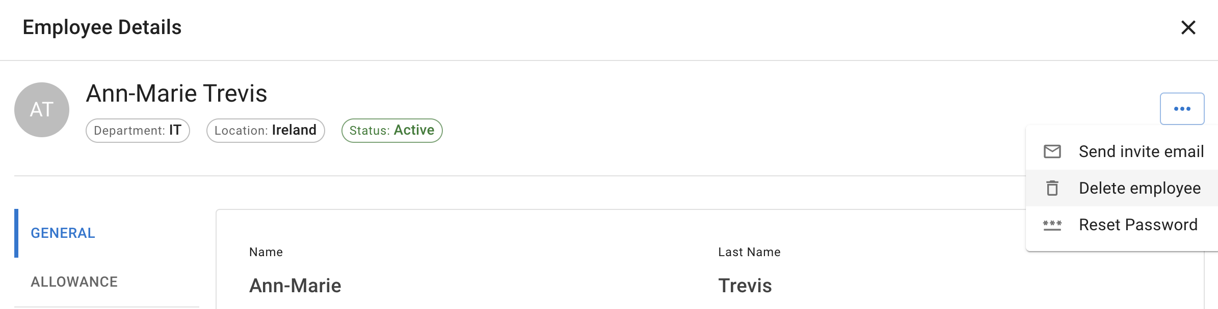 Delete employee option