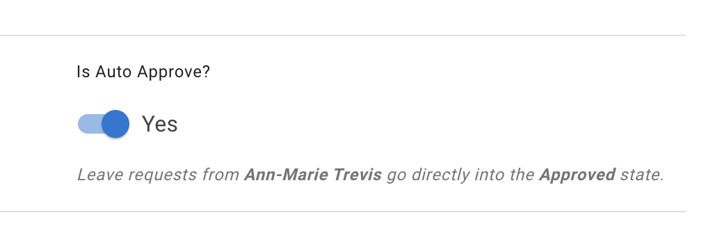 Auto-approve toggle in employee details