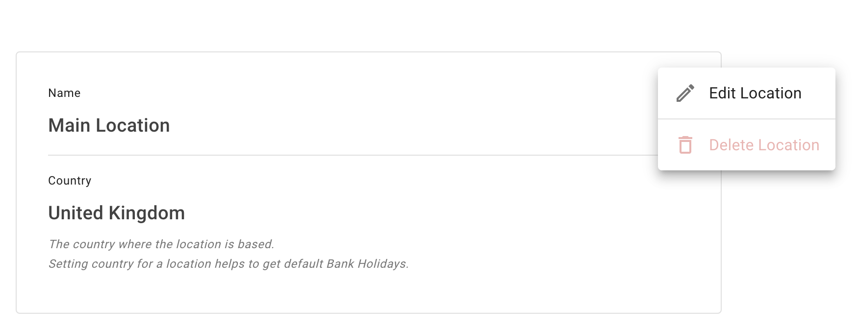 Main location in edit mode