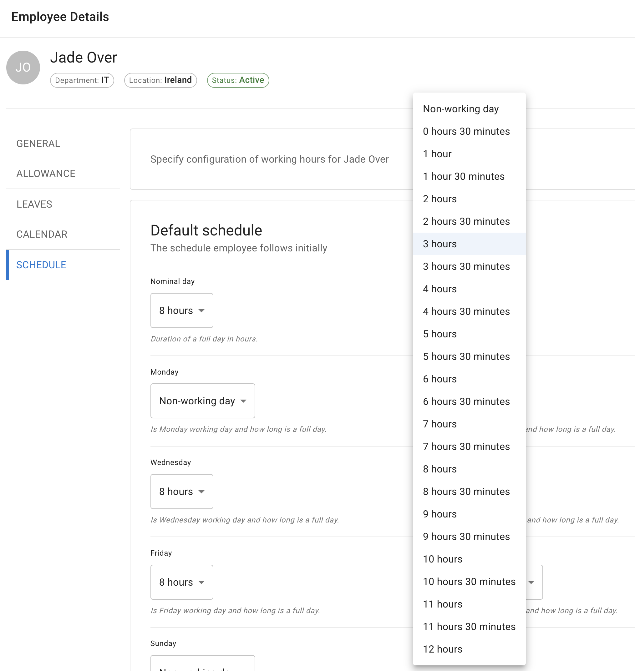 Manager editing an employee schedule