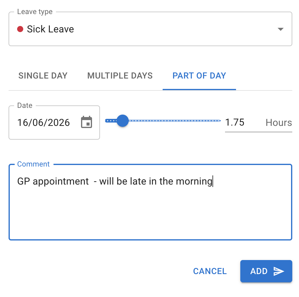 New Leave request