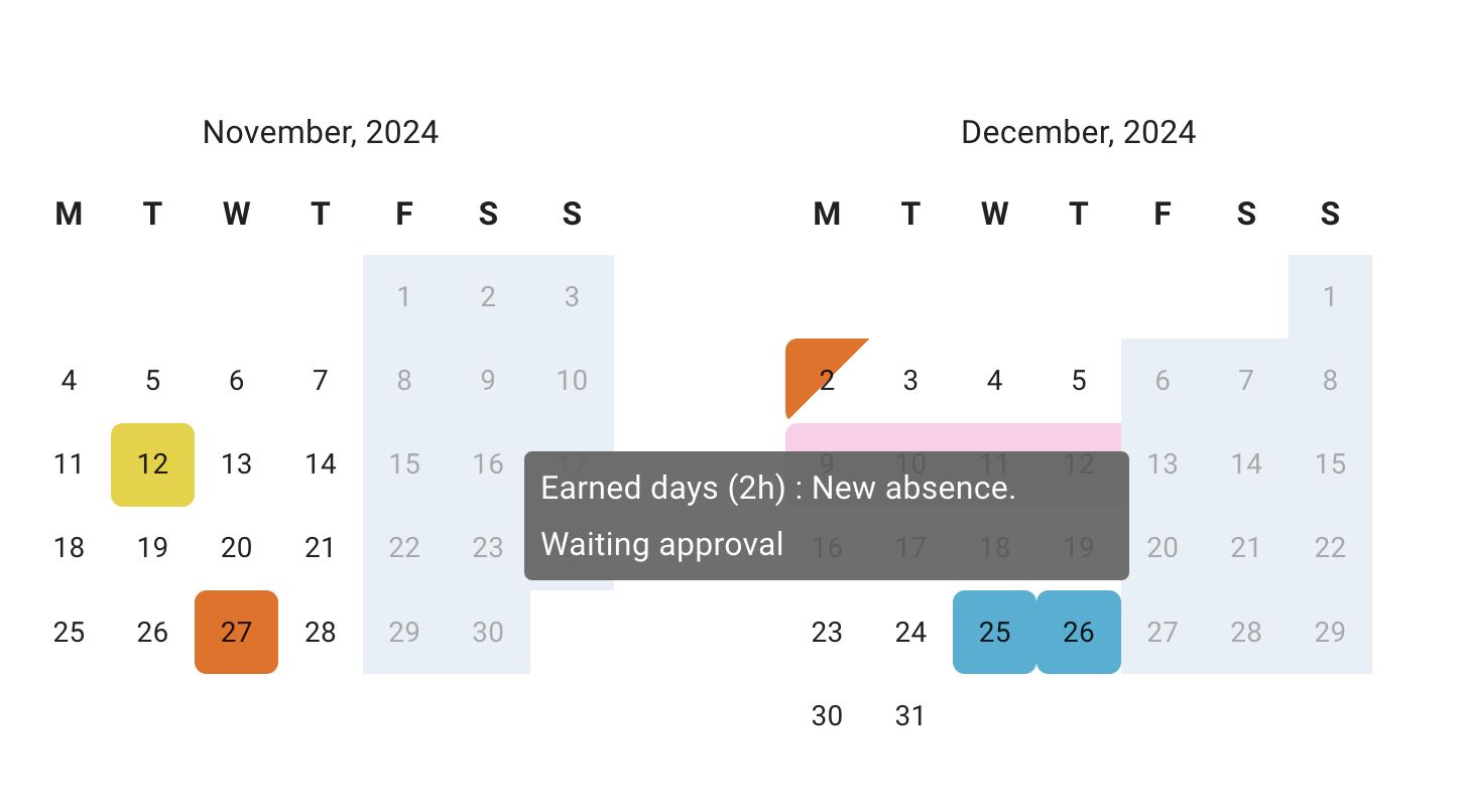 Pending leave request on Calendar