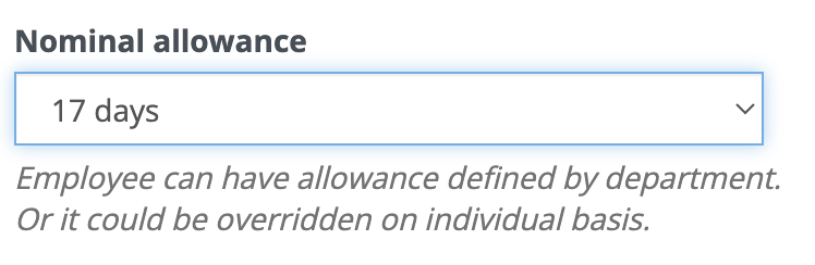 Nominal allowance field