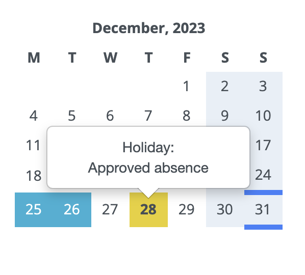 Calendar with Book Absence