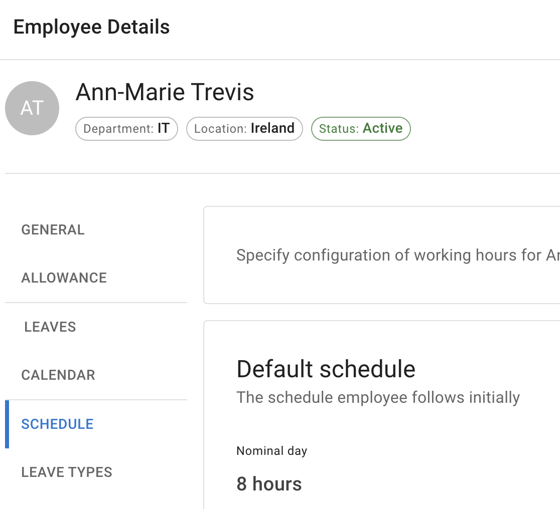 Schedule tab location