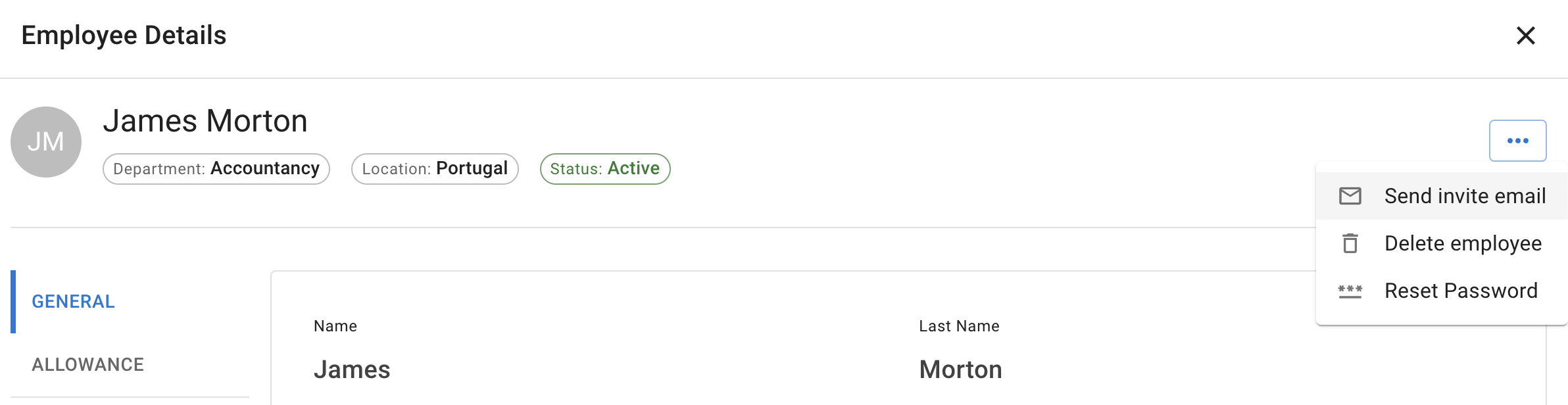 Send invitation from General details