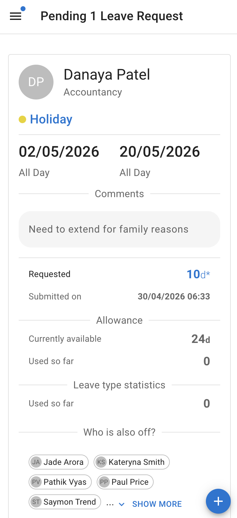 Approval on mobile