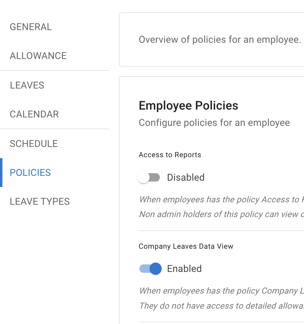 Assign company leave data view from employee