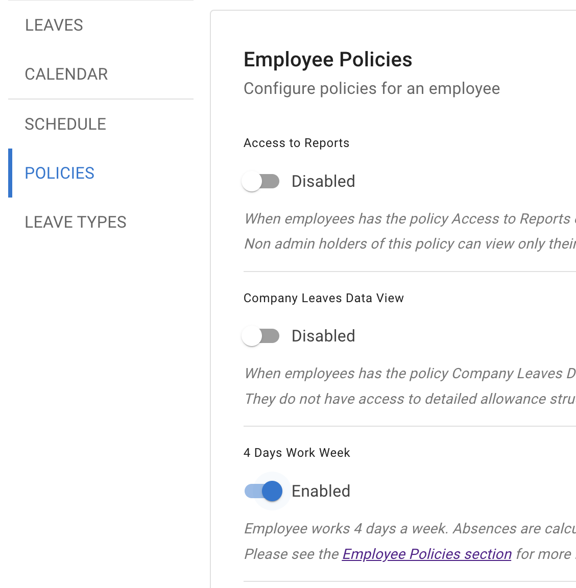 Assign 4-day week from employee