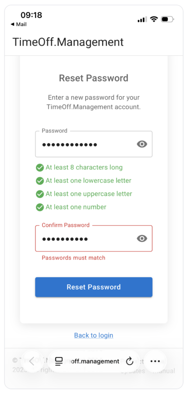 Timeoff.Management create password