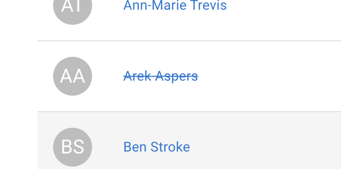 Deactivated user in list