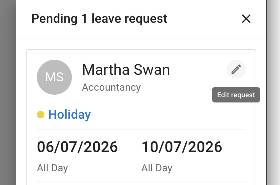 How to edir leave request