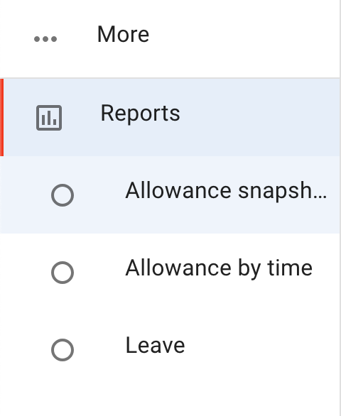 Reports in the main menu