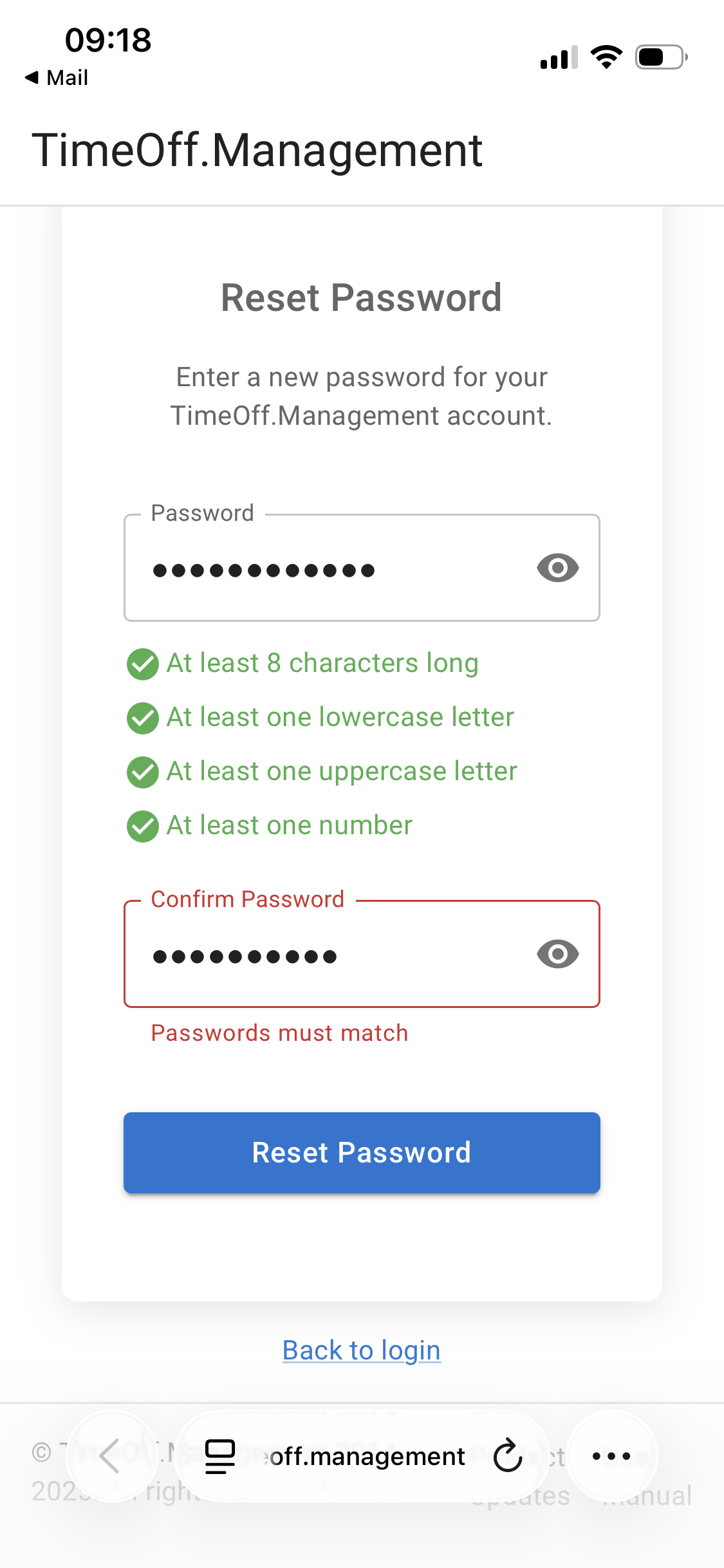 Setting up password
