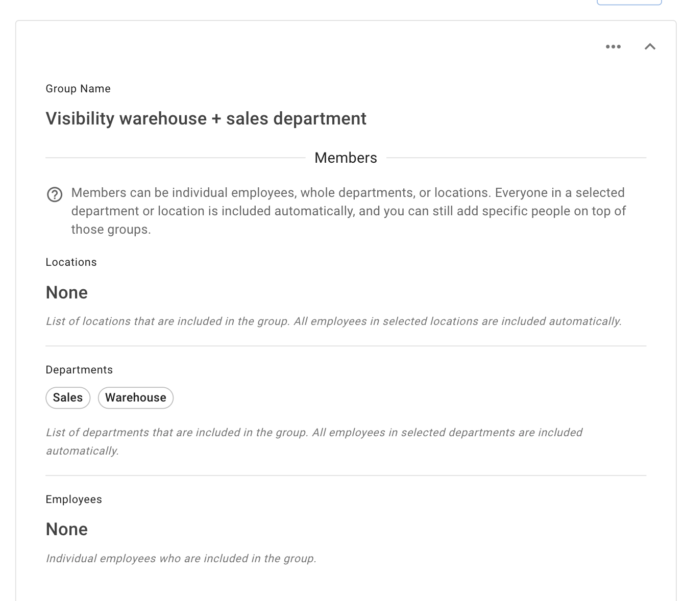 Example of visibility group policy
