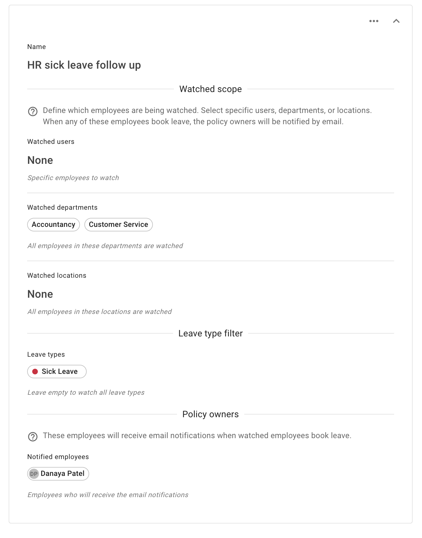 Example of Watch by email Policy
