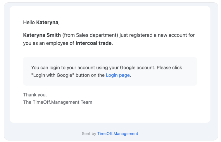 Welcome email login with SSO