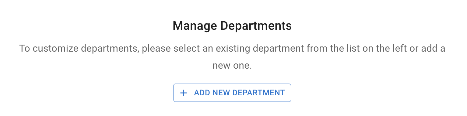 Screenshot of Departments page with arrow pointing to Add new department button 