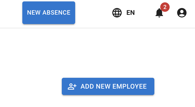 Add new employee button on Employee screen