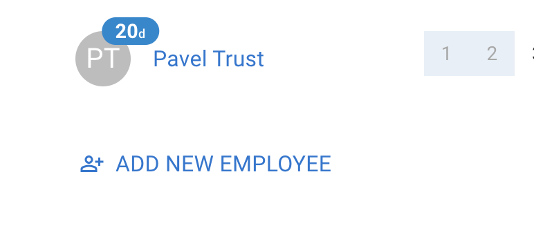 Add new employee button on Team View