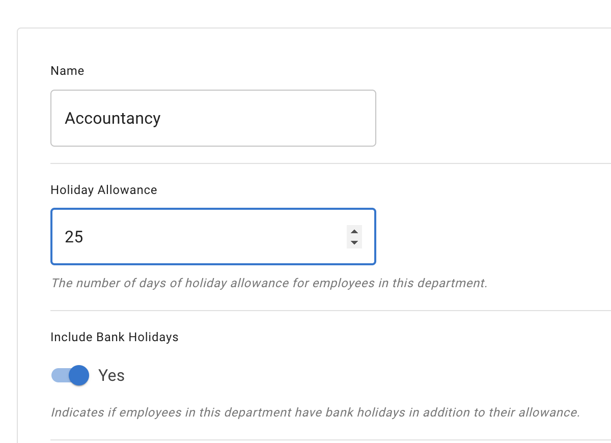 Assigning allowance for departmnt