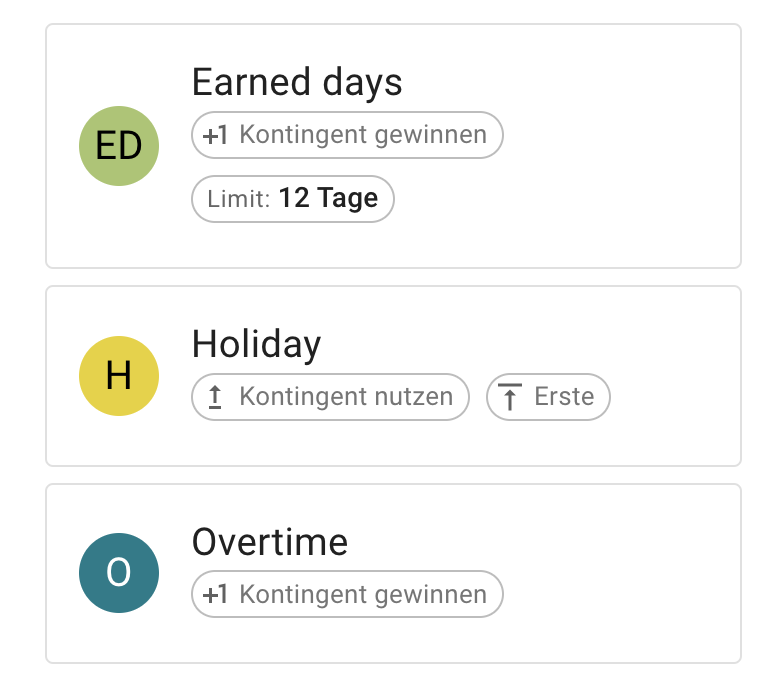 Various Leave types created in TimeOff manager for small businesses