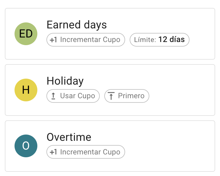 Various Leave types created in TimeOff manager for small businesses