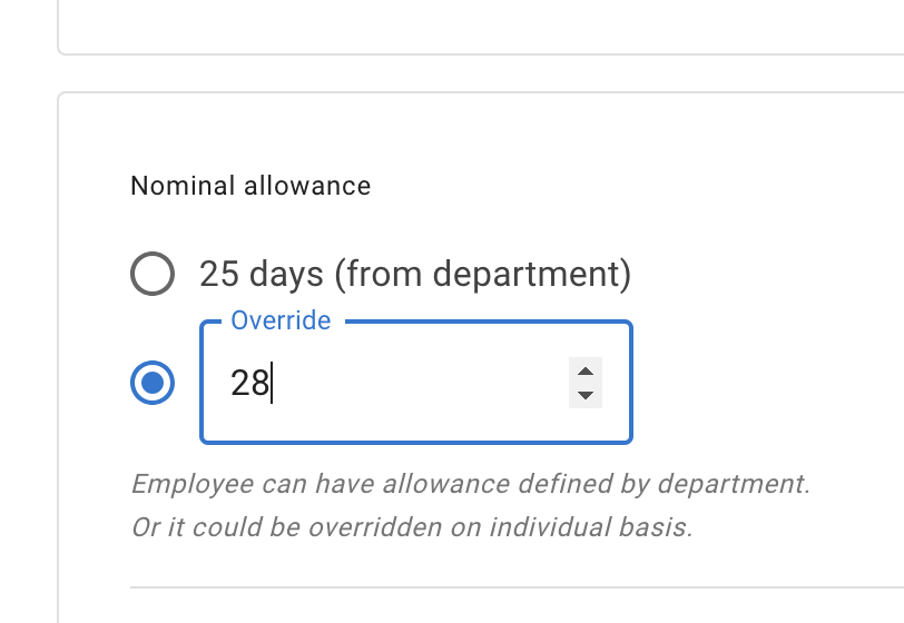 How to override department allowance