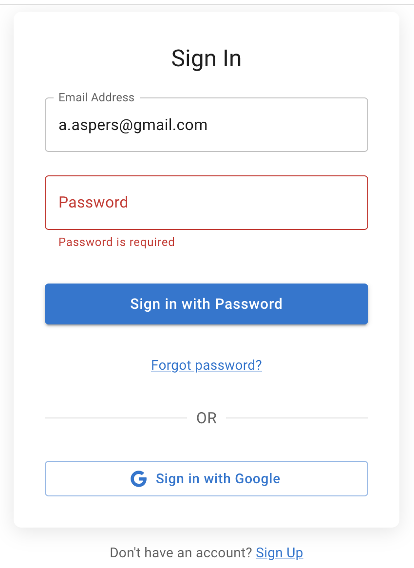 Forgot password link