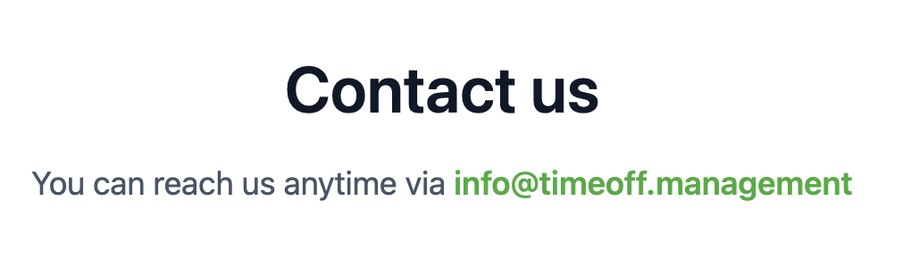 Contact us email for TimeOff.Management support