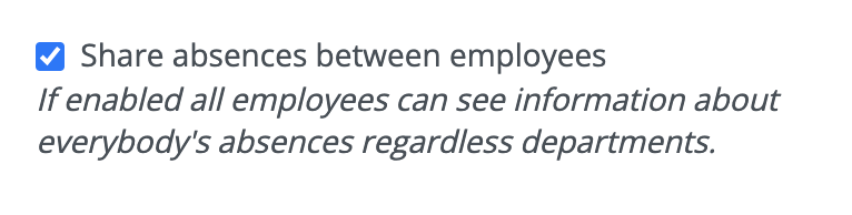 Option to share absence between employees selected screenshot